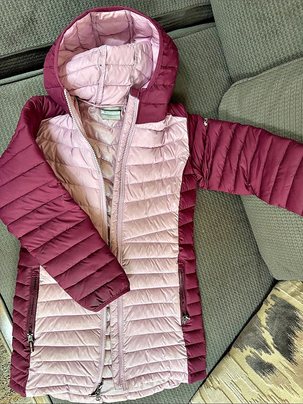 Columbia Powder Lite Hooded Jacket Girls Pink & Purple Medium